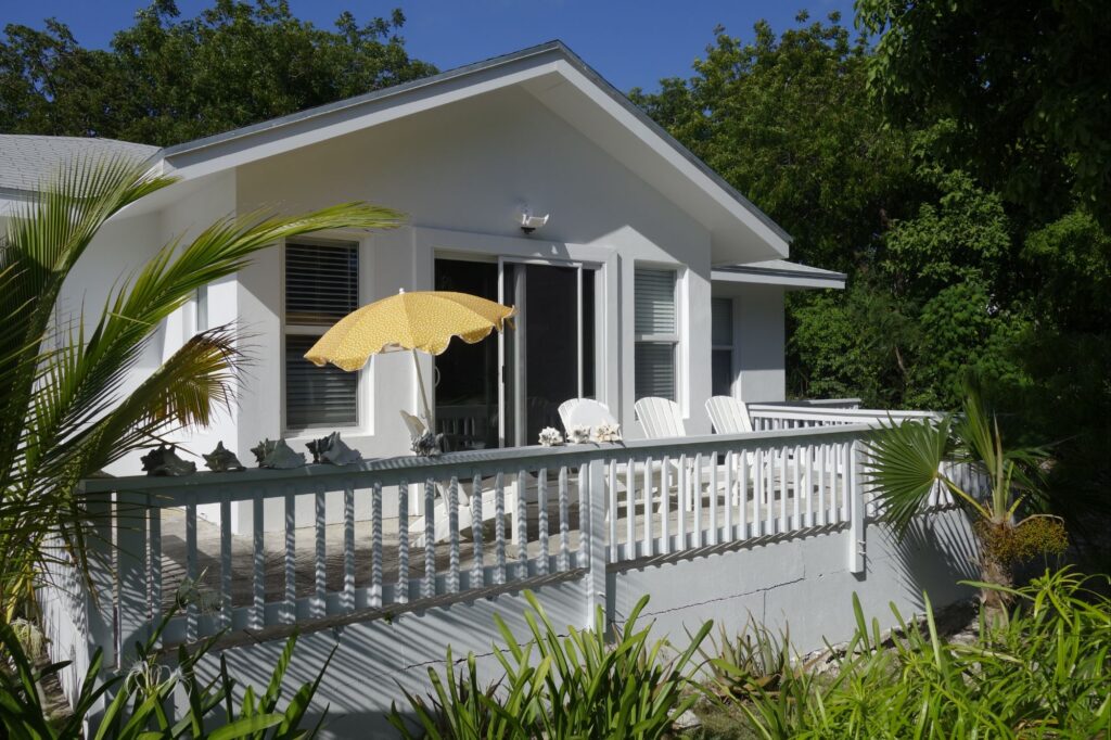 North facing windows of Sunset Turtle at Four Turtles Villas on Hoopers Bay