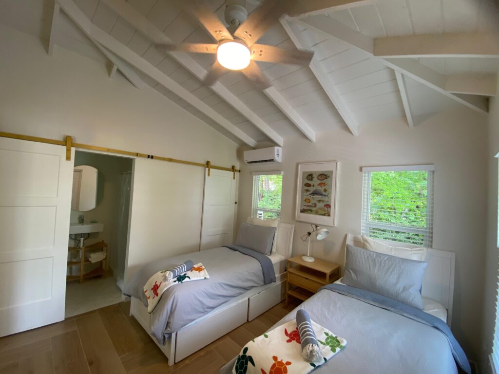 Twin beds in kids bedroom of Sunset Turtle Rental Beach Villa